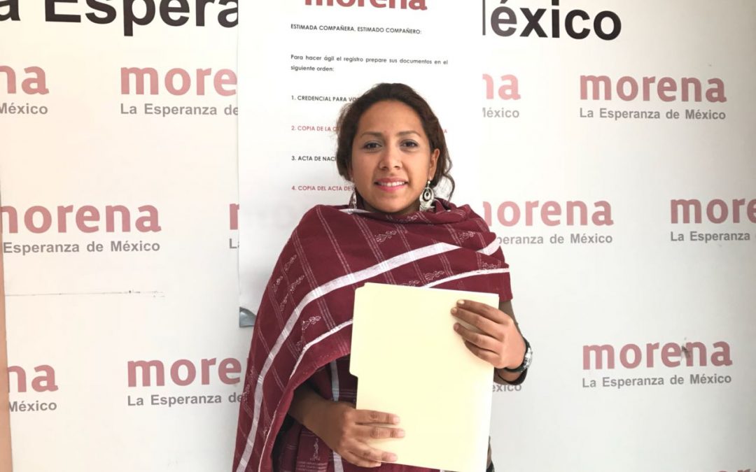 Presenta Carmen Bautista Peláez solicitud de registro como candidata de Morena por distrito IX federal.