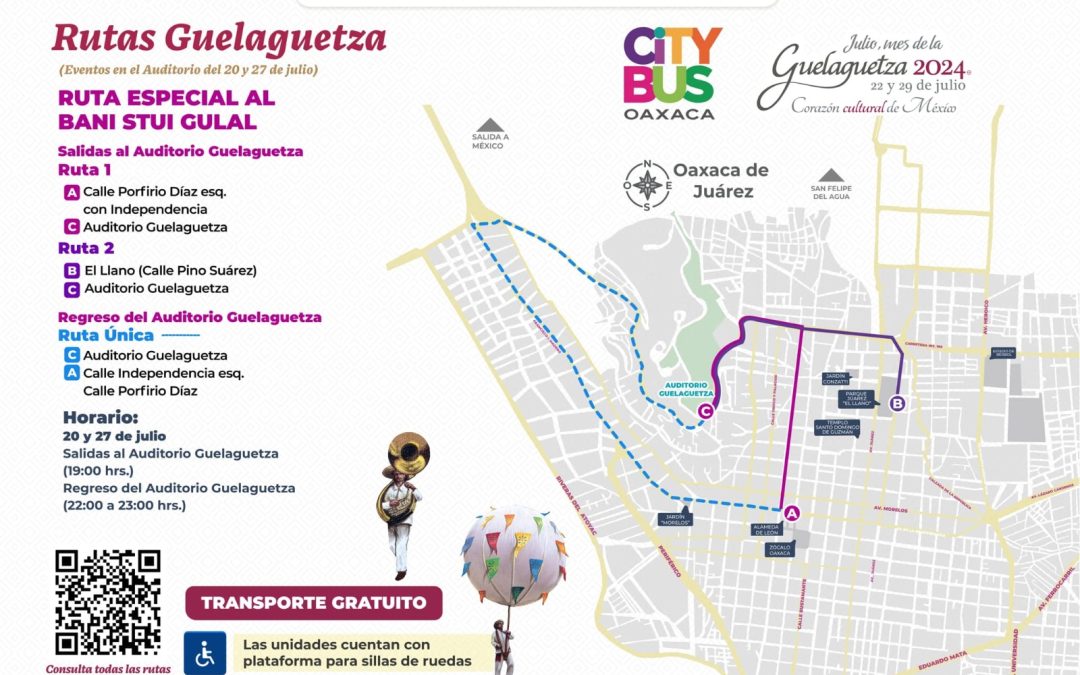 Anuncia Semovi recorridos y horarios del Citybus en las Rutas Guelaguetza