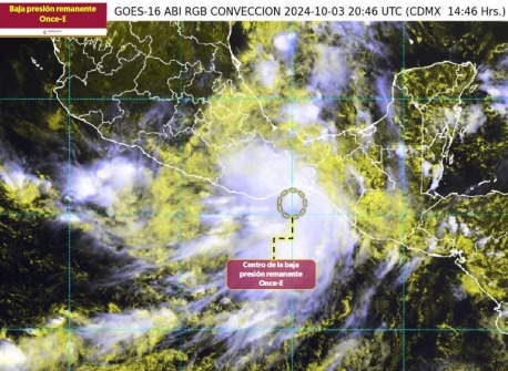 Depresión tropical Once-E se degrada a baja presión remanente