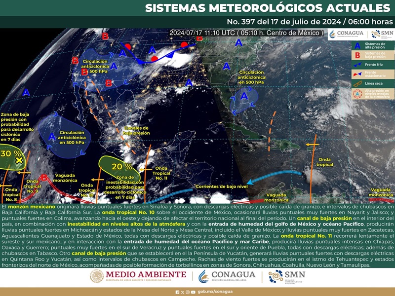 Onda tropical número 11 dejará lluvias en diversas regiones de Oaxaca