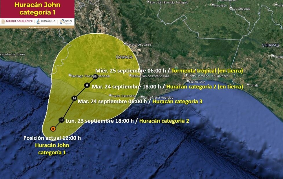 John se intensifica a categoría 2 en Oaxaca : Protección Civil